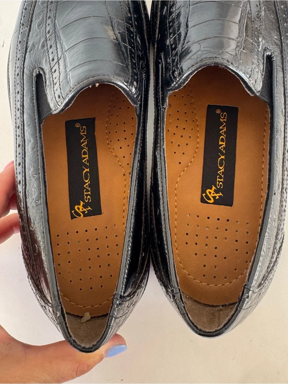 Stacy Adams Alligator Print Square Toe Loafers Men's 8